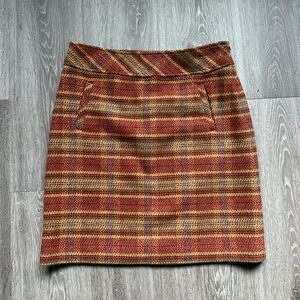 Talbots Plaid Wool Blend Mini Skirt in Red and Yellow